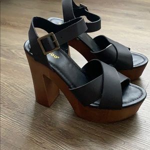 Black and brown strappy heels